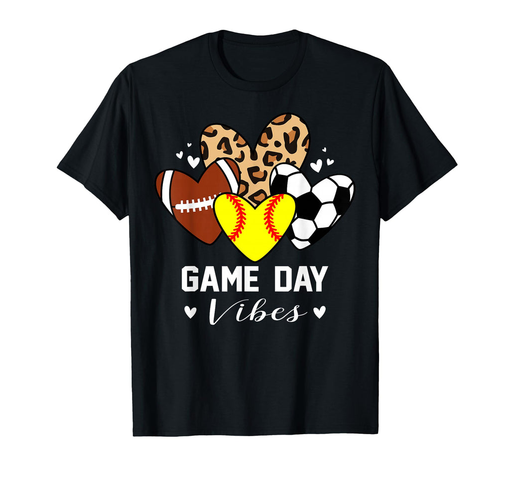 Game Day Vibes Funny Softball Football T-Shirt - Novelty Apparel Men Women