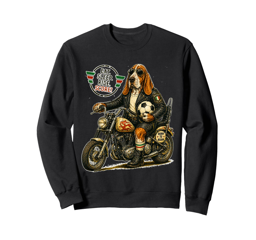 Basset Hound Ride Motorbike Love Sweatshirt - Novelty Apparel Unisex