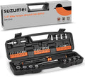 SUZUME 46PCS Bike Torque Wrench Set (20-220 in.lb/2.3-24.9 N.m) ±3% High Accuracy 72 Tooth Click Torque Wrench Set Reversible Head Dual-Scales 1/4 Torque Wrench For MTB Bicycle Maintenance