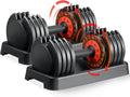 SKOK 25/55 lbs Pair Adjustable Dumbbells Set, Adjustable Weights Dumbbells Set for Men and Women with Anti-Slip Fast Adjust Weight by Turning Handle,Black Dumbbell with Tray