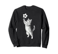 Funny Soccer Cat Line Art Tabby Sweatshirt - Fun Novelty Design Unisex