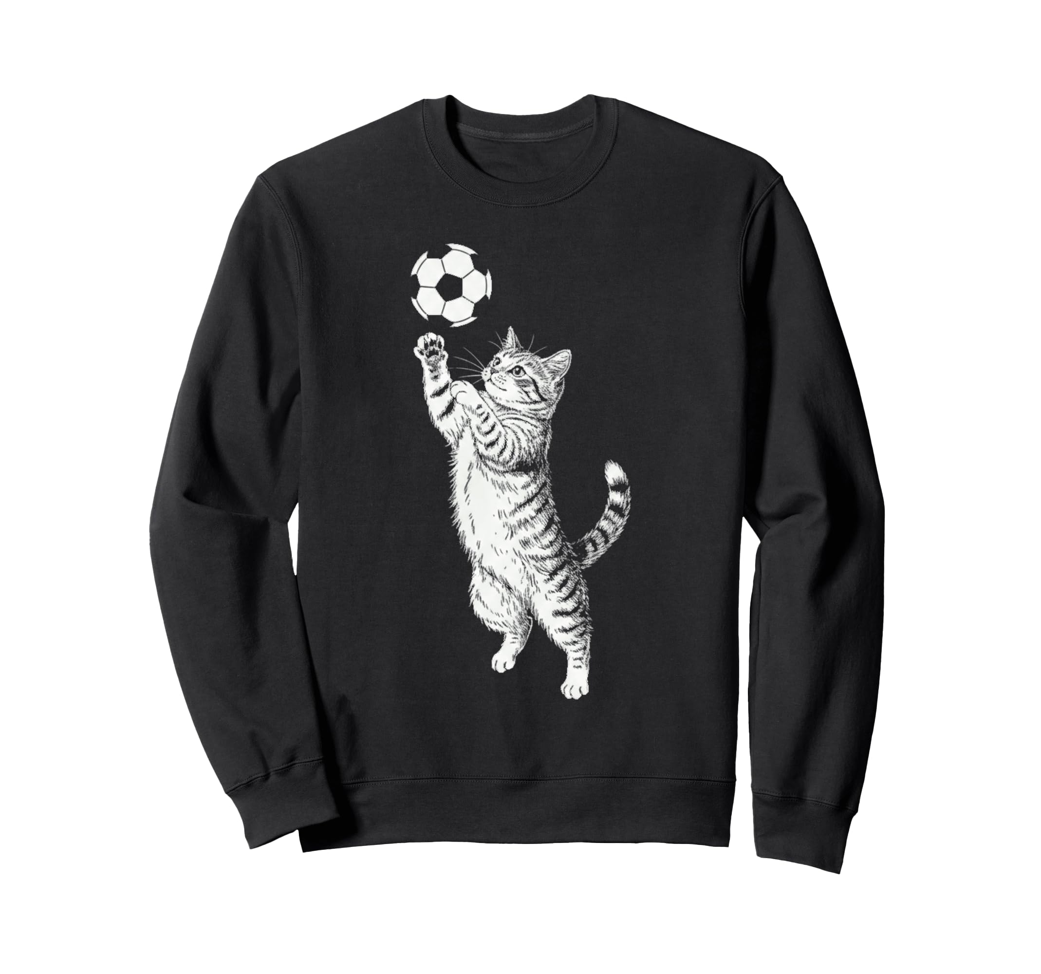 Funny Soccer Cat Line Art Tabby Sweatshirt - Fun Novelty Design Unisex