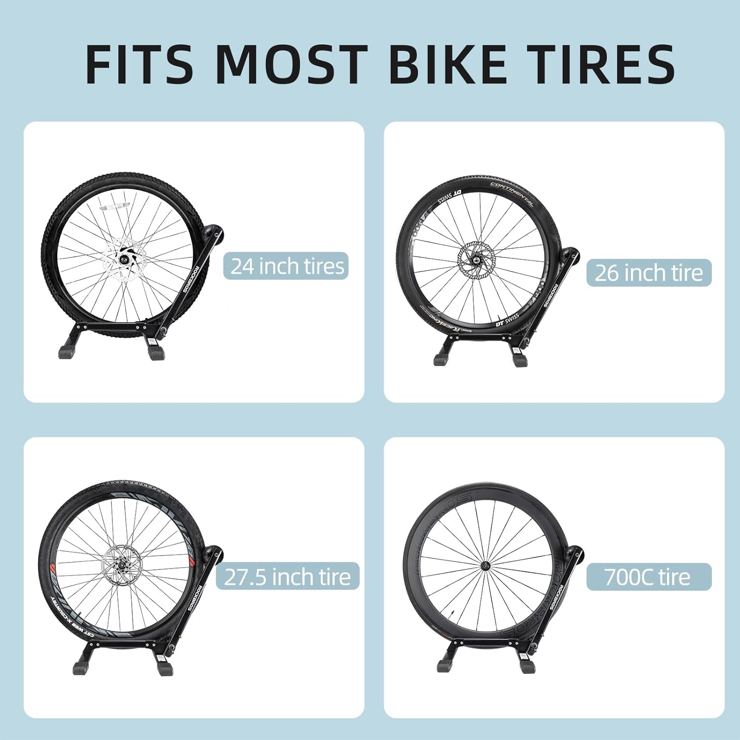 Foldable Carbon Steel Floor Bike Stand for 20"-29" Wheels