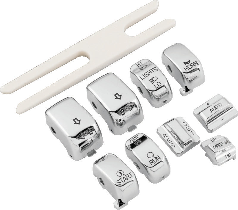 Bikers Choice 96-16 FLHT FLHR 06-16 FLHX Chrome Switch Cap Kit Replaces H-D 71816-09 482835