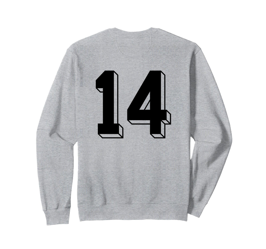 Number 14 Backside 80S 90S Team Sweatshirt - Minimalist Print Unisex