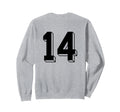 Number 14 Backside 80S 90S Team Sweatshirt - Minimalist Print Unisex