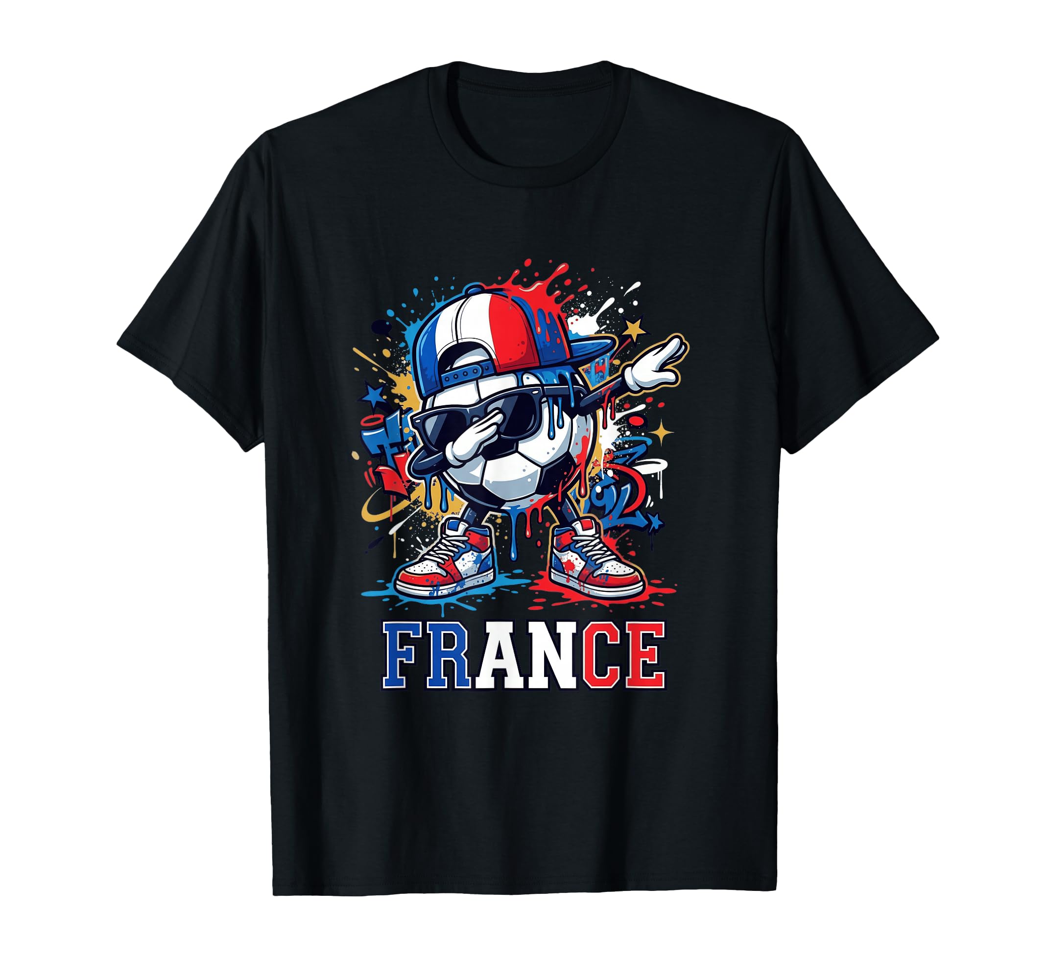 France Dabbing Soccer Ball Graffiti T-Shirt - Aesthetic Graphic for Adults