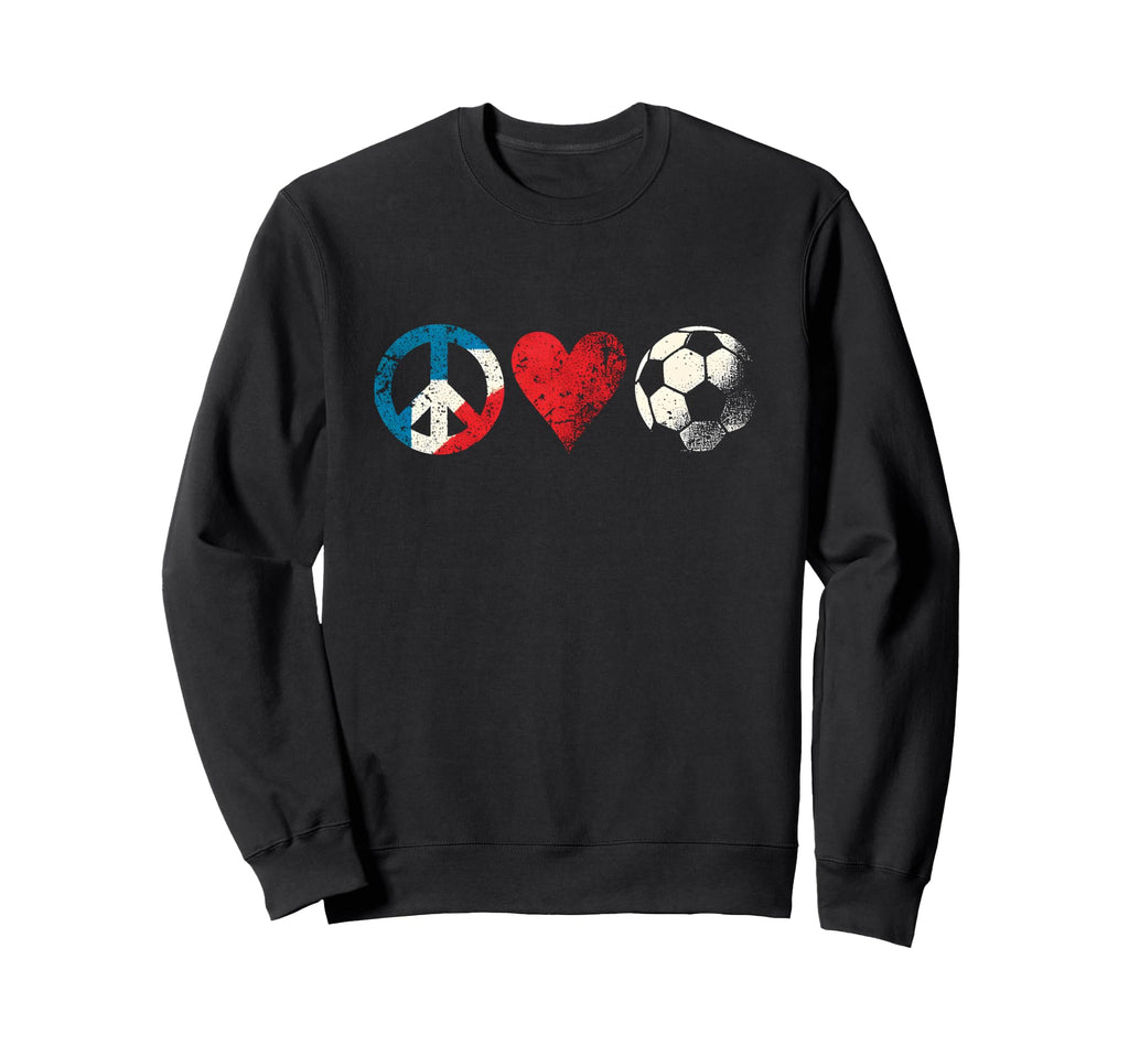 Peace Love And Soccer Peace Symbol Sweatshirt - Graphic Print Unisex