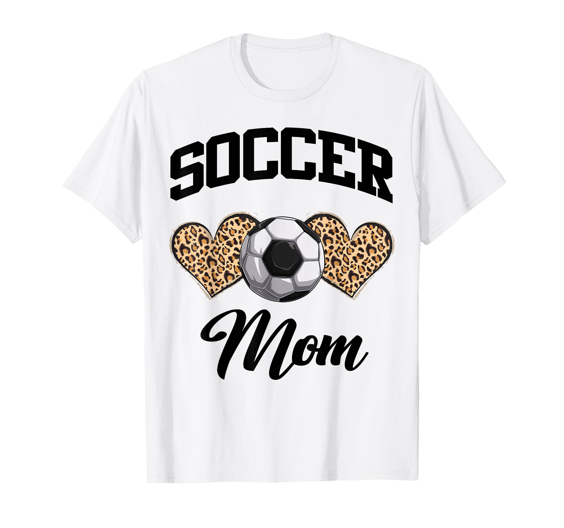 Soccer Leopard Heart Soccer Mom T-Shirt - Custom Art Print for Adults