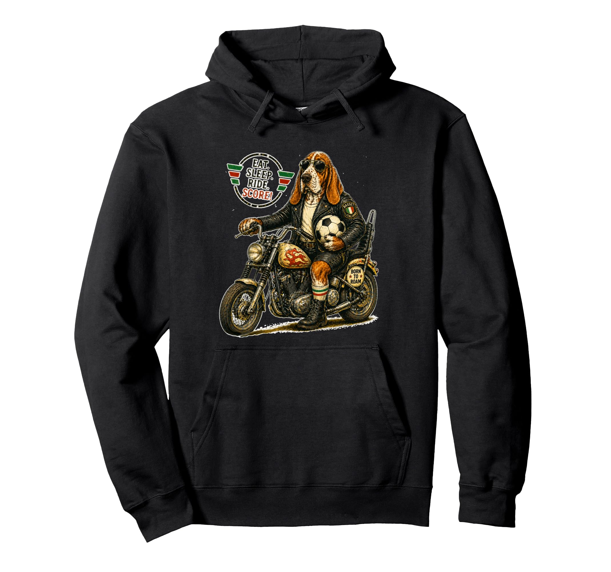 Basset Hound Ride Motorbike Love Hoodie - Custom Art Print for Adults
