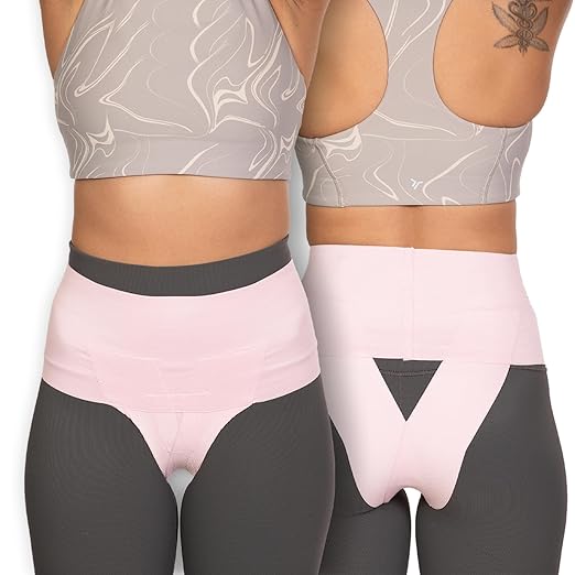 Patented Women’s Pelvic Floor Orthotic Support Belt ― Uterus Pain Relief Girdle for Dropped Bladder, Vulvar Varicosities, Postpartum Recovery, SPD | High Waist - PINK - SMALL