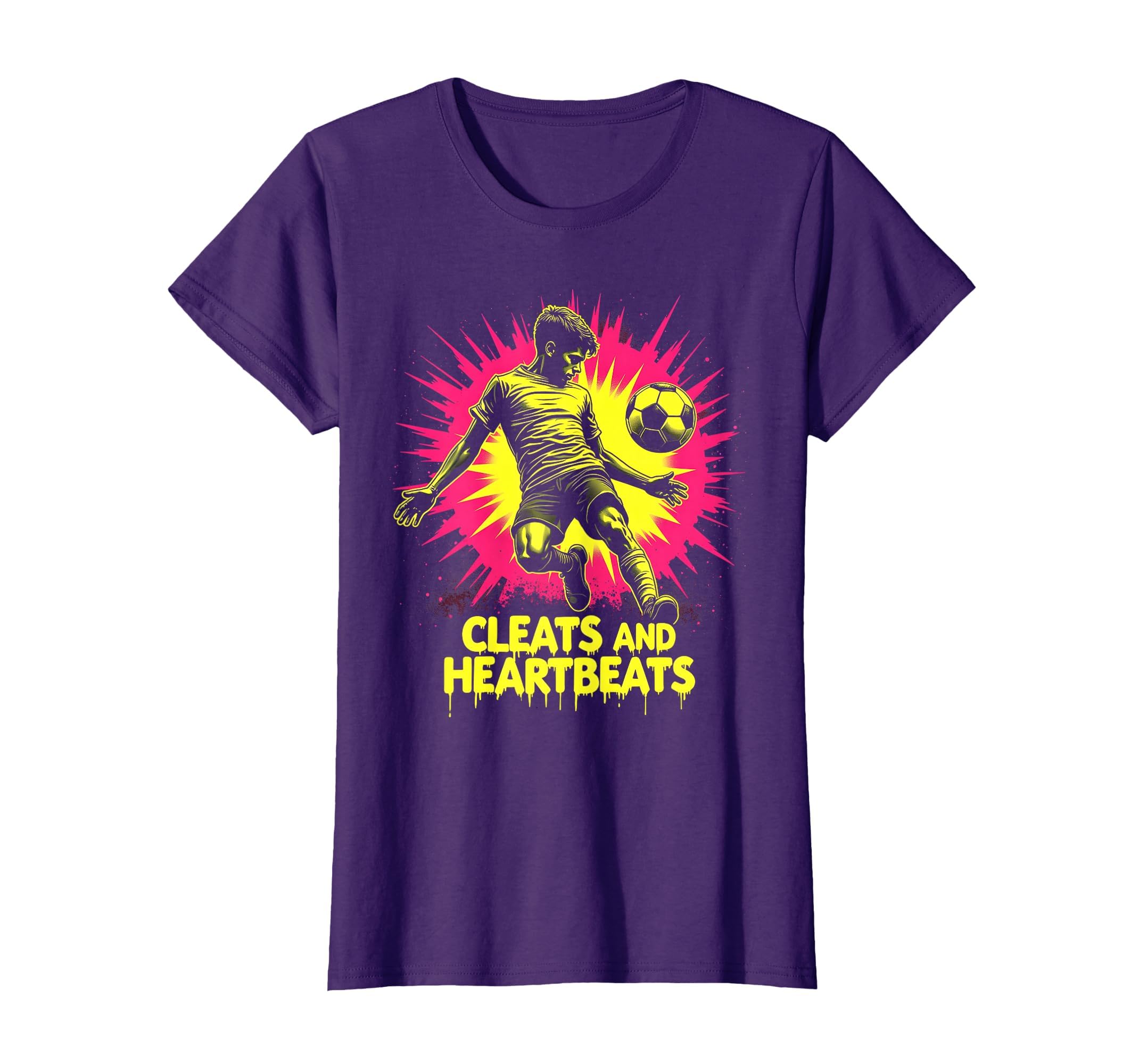 Cleats And Heartbeats Soccer Lover T-Shirt - Graphic Print Unisex