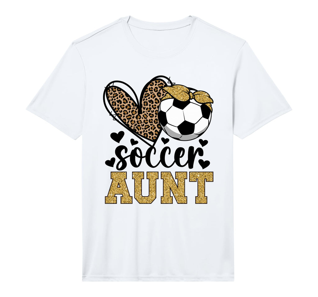 Mens Soccer Aunt Heart Soccer Auntie T-Shirt - Novelty Apparel Unisex