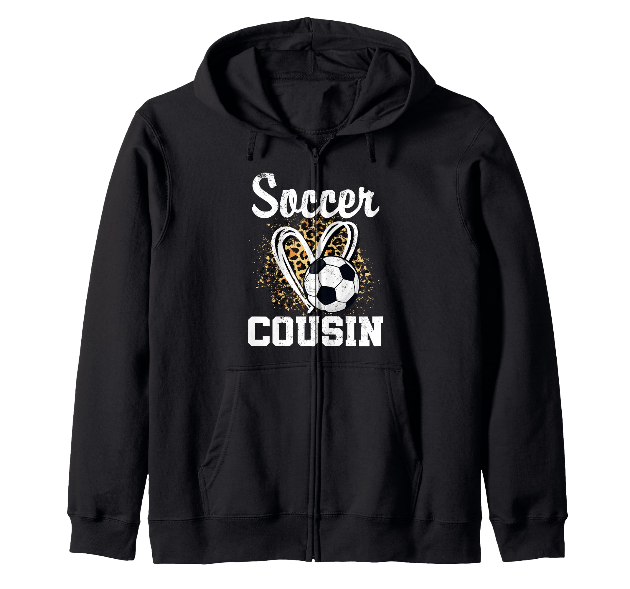 Soccer Cousin Leopard Heart Soccer Fan T-Shirt - Minimalist Print Unisex