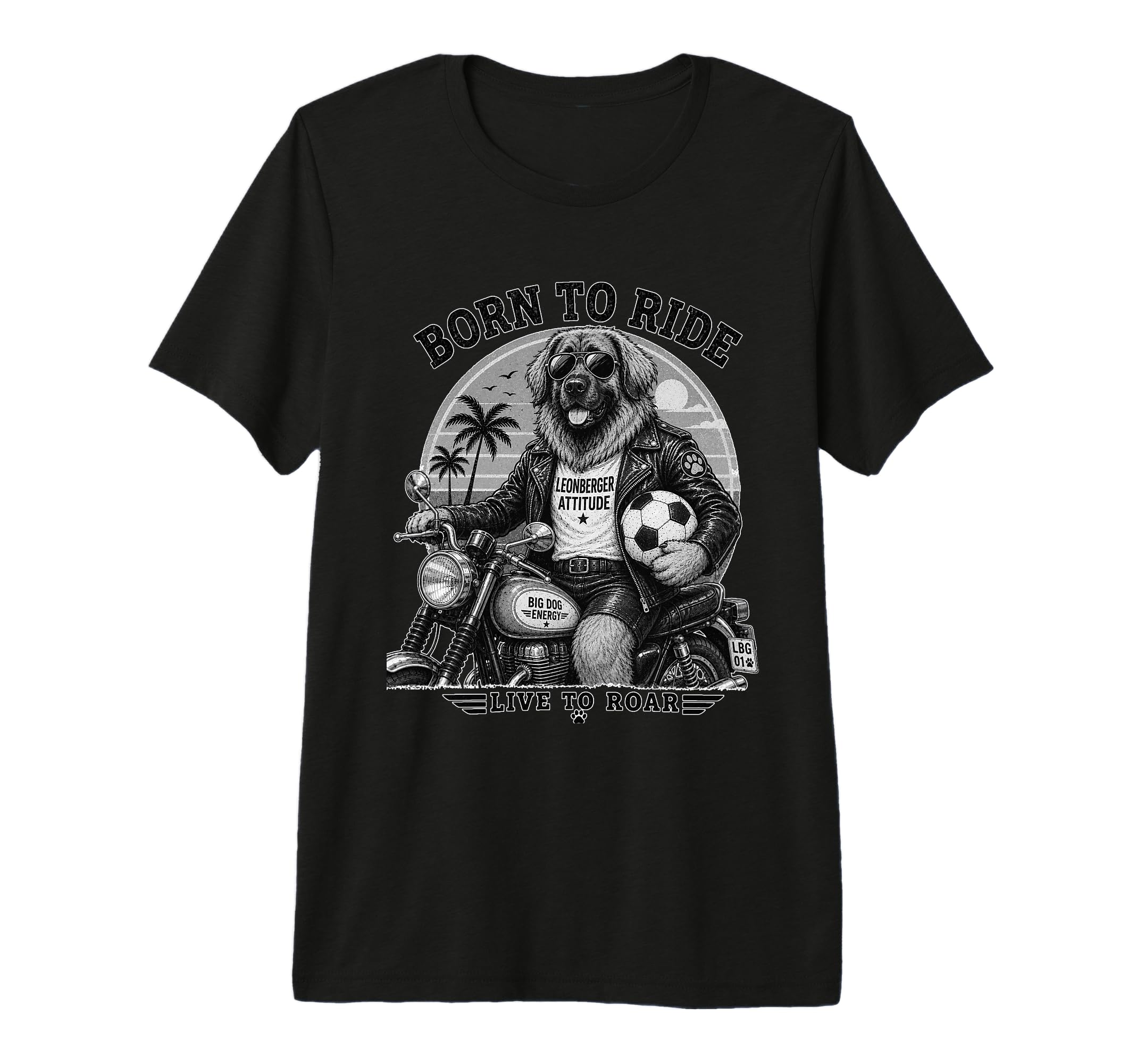 Leonberger Motorbike Love Footbal Soccer T-Shirt - Novelty Apparel Unisex