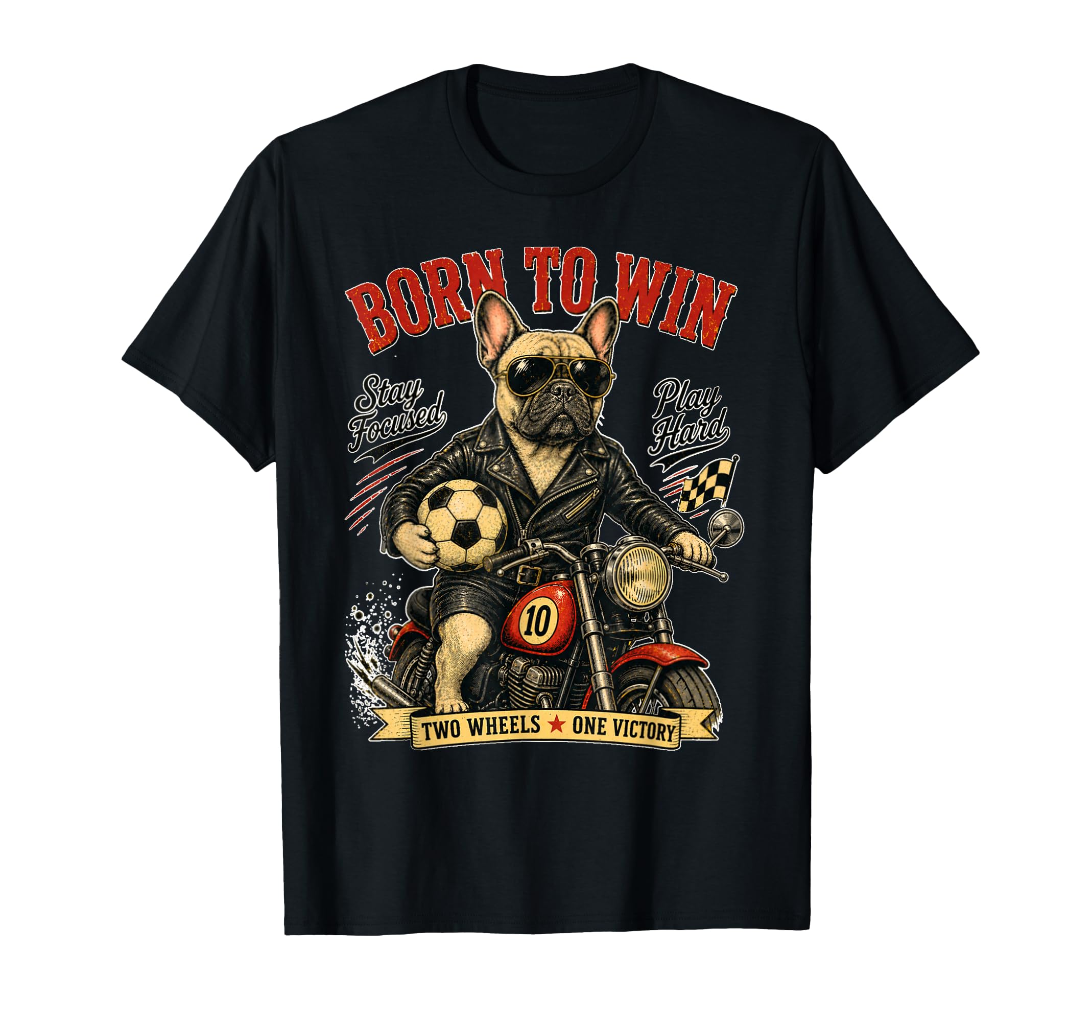 French Bulldog Motorbike Love T-Shirt - Casual Everyday Wear Men Women