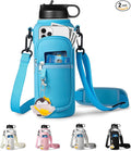 Water Bottle Holder with Strap for Hydroflask 32oz 40oz, Carrier Sling Bag with Phone Pocket Sleeve for Men Women Hiking Camping Travelling