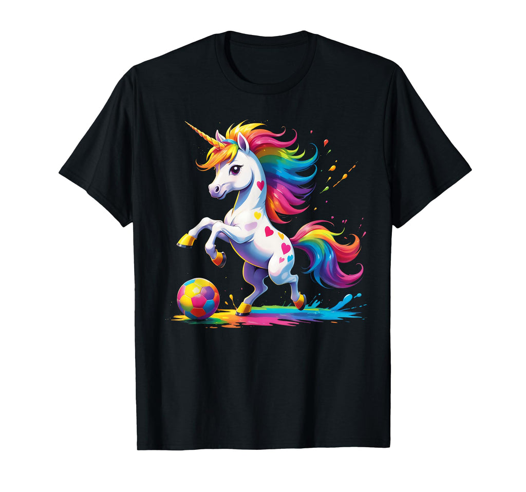 Colorful Unicorn Tie Dye Soccer Ball T-Shirt - Trendy Graphic Men Women