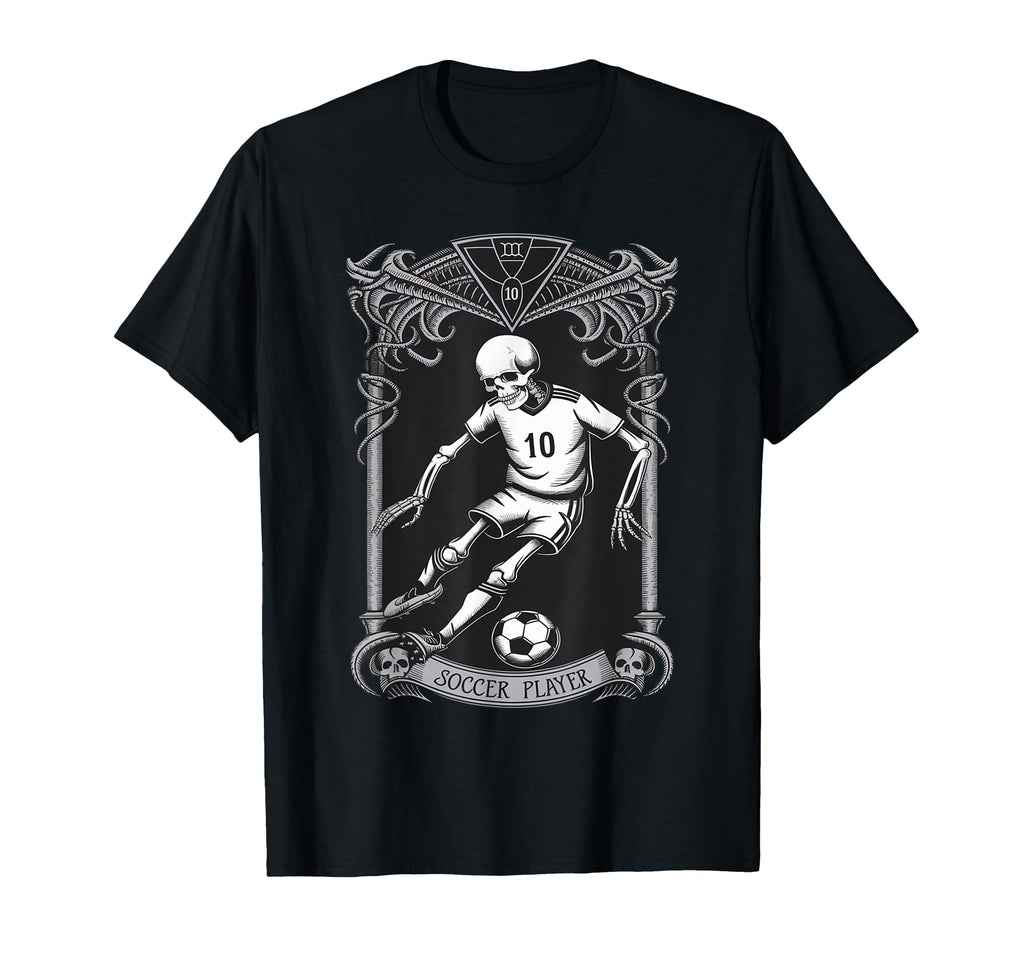 Skeleton Soccer Player Tarot Card T-Shirt - Minimalist Print Unisex