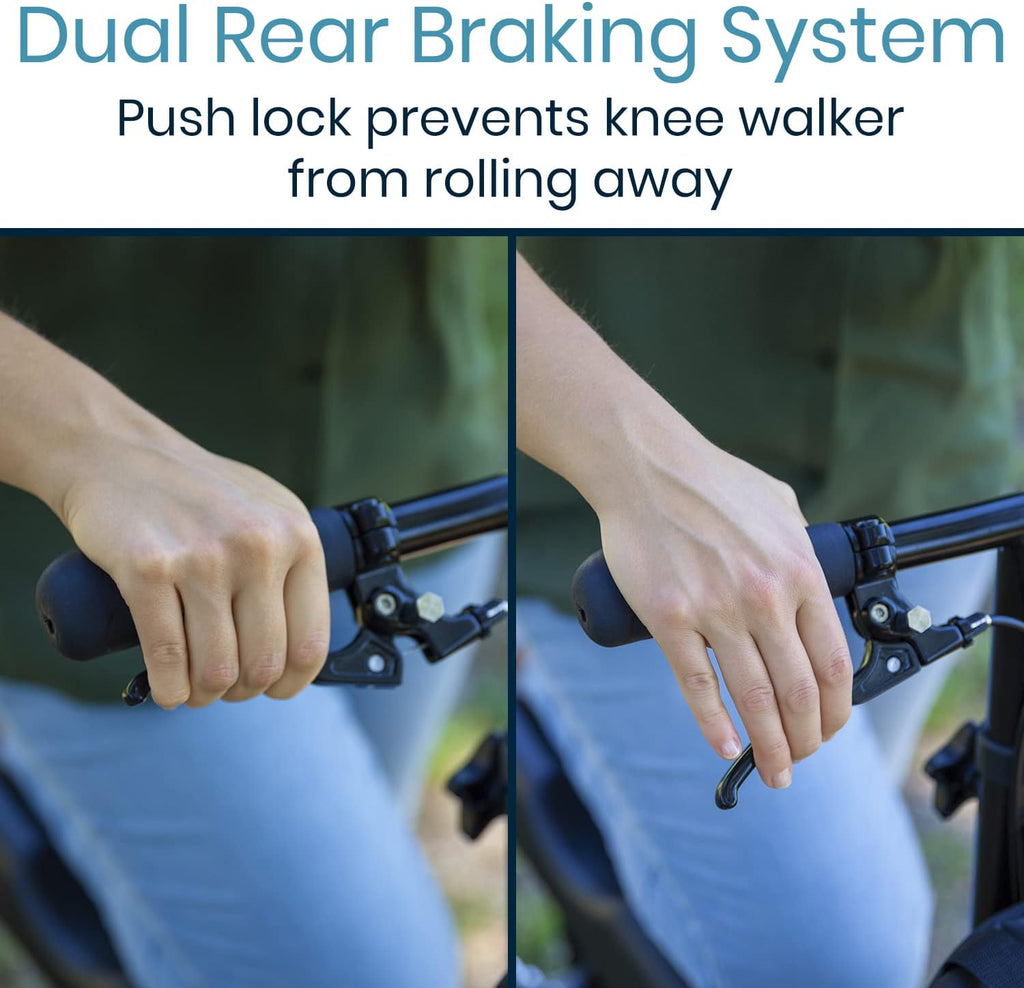 All Terrain Knee Scooter Walker for Foot Injuries - Adult Broken Leg Crutch Cart Roller for Surgery, Broken Foot, Ankle Injury - Kneeling Rolling Steerable Seated Wheel Scooter Aid