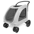 Large Dog Travel Stroller with 4 Heavy Duty Wheels Pet Stroller with Adjustable Handle - Double Doggie Capacity Jogger Wagon with Back Front Door for Small Medium Large Dogs (Grey)