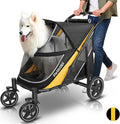 Petbobi Dog Stroller for Medium Dogs - Easy Fold Dual Entry Pet Stroller with One-Foot Brake, All Terrain Wagon Cart with Large Air Mesh, Ideal for Large Senior Pets up to 80 lbs, Black