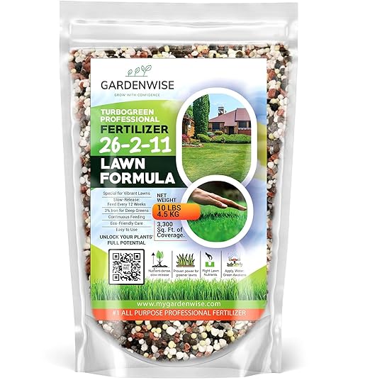TurboGreen: Premium Lawn Fertilizer with Iron - Advanced Nitrogen & Iron-Rich Formula for Lush Growth | Eco-Friendly Grass Fertilizer for Spring & All Seasons | Slow-Release (2 QUARTS)