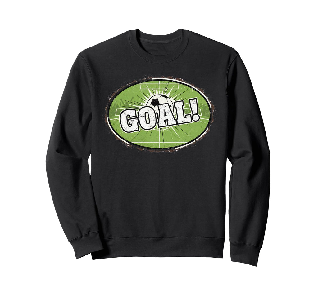 Goal Distressed Futbol Oval Soccer Sweatshirt - Aesthetic Graphic Unisex