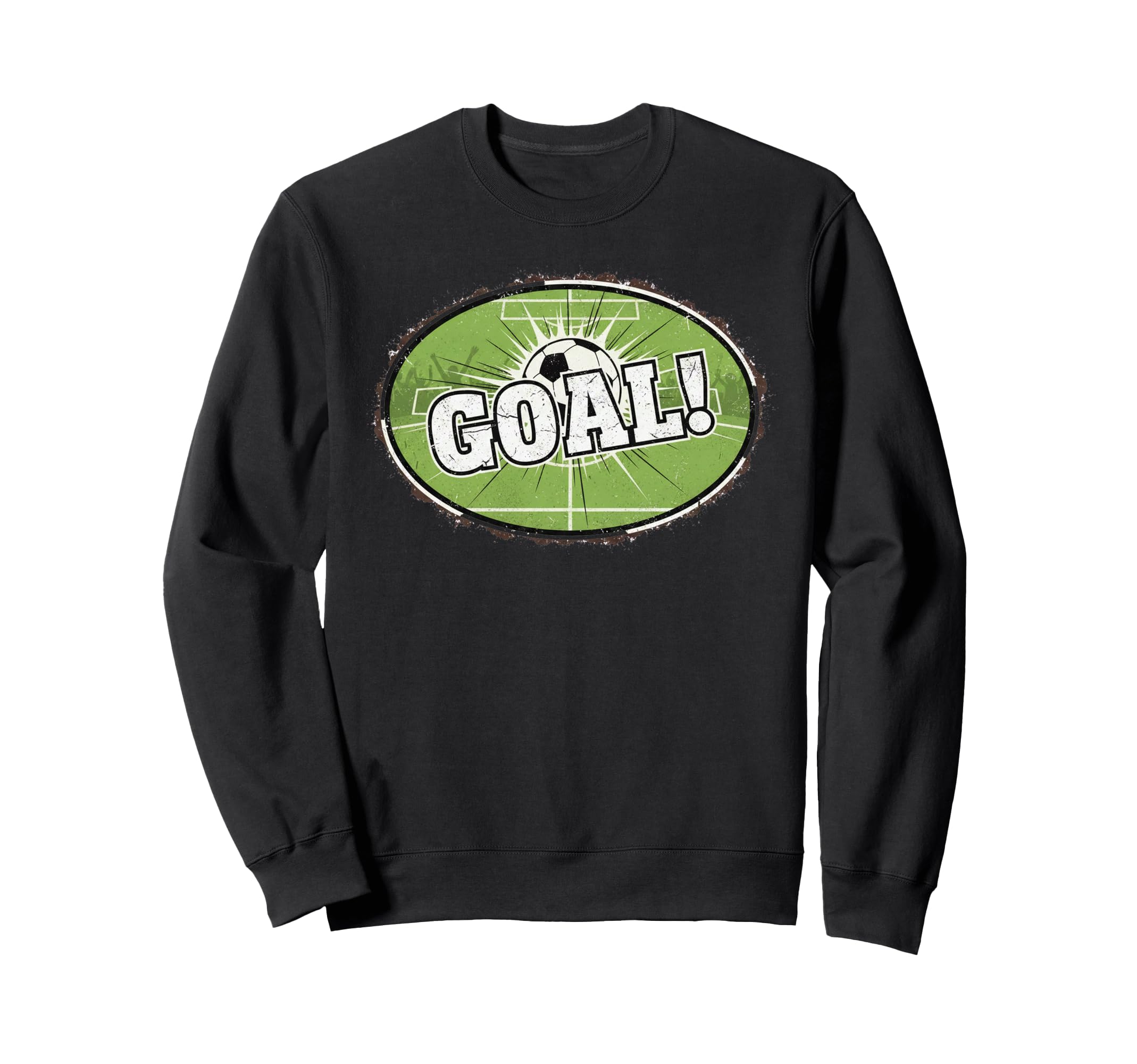 Goal Distressed Futbol Oval Soccer Sweatshirt - Aesthetic Graphic Unisex