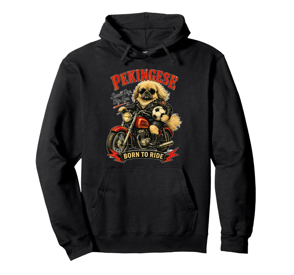 Pekingese Motorbike Love Footbal Soccer Hoodie - Minimalist Print Unisex