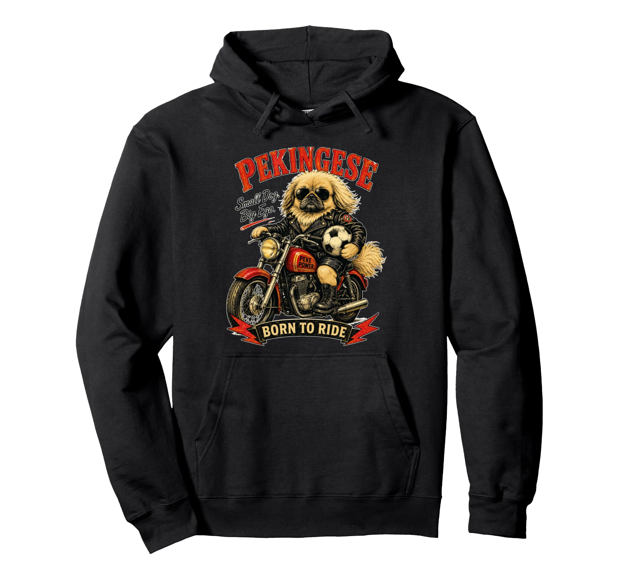 Pekingese Motorbike Love Footbal Soccer Hoodie - Minimalist Print Unisex