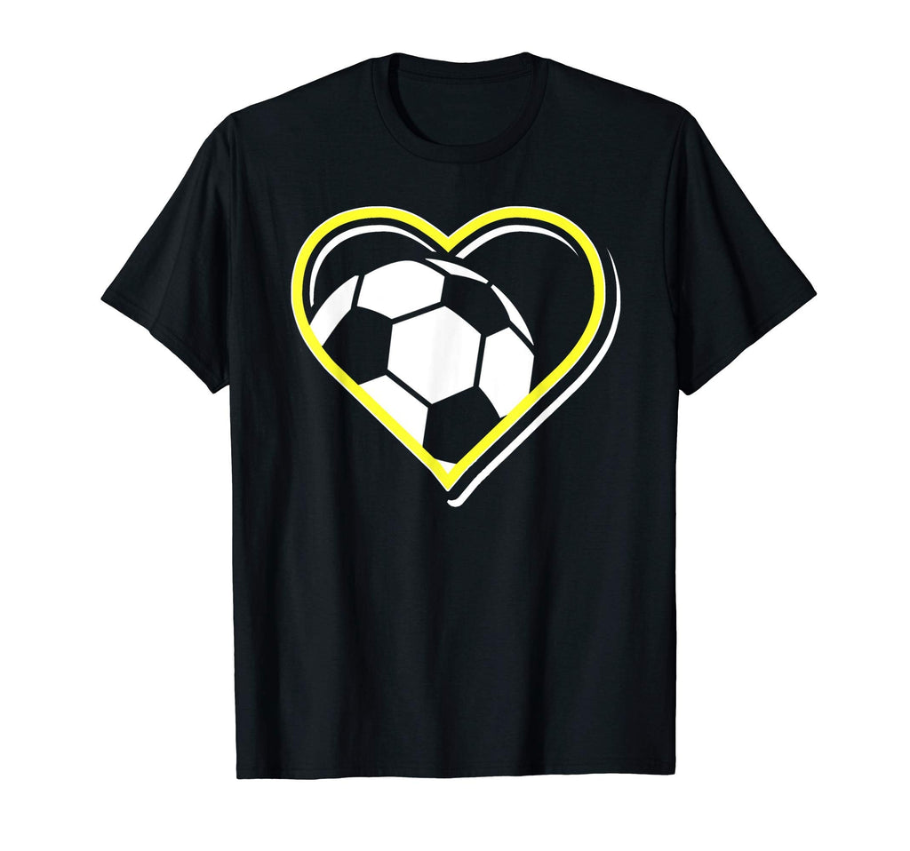Yellow Soccer Heart Soccer Lovers T-Shirt - Novelty Apparel Men Women
