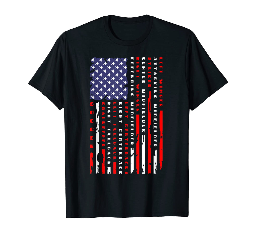 Soccer Positions Us American Flag T-Shirt - Aesthetic Graphic for Adults