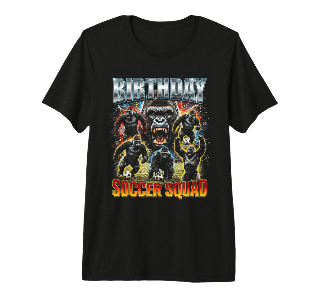Roaring Gorilla Soccer Squad Player T-Shirt - Graphic Print for Adults