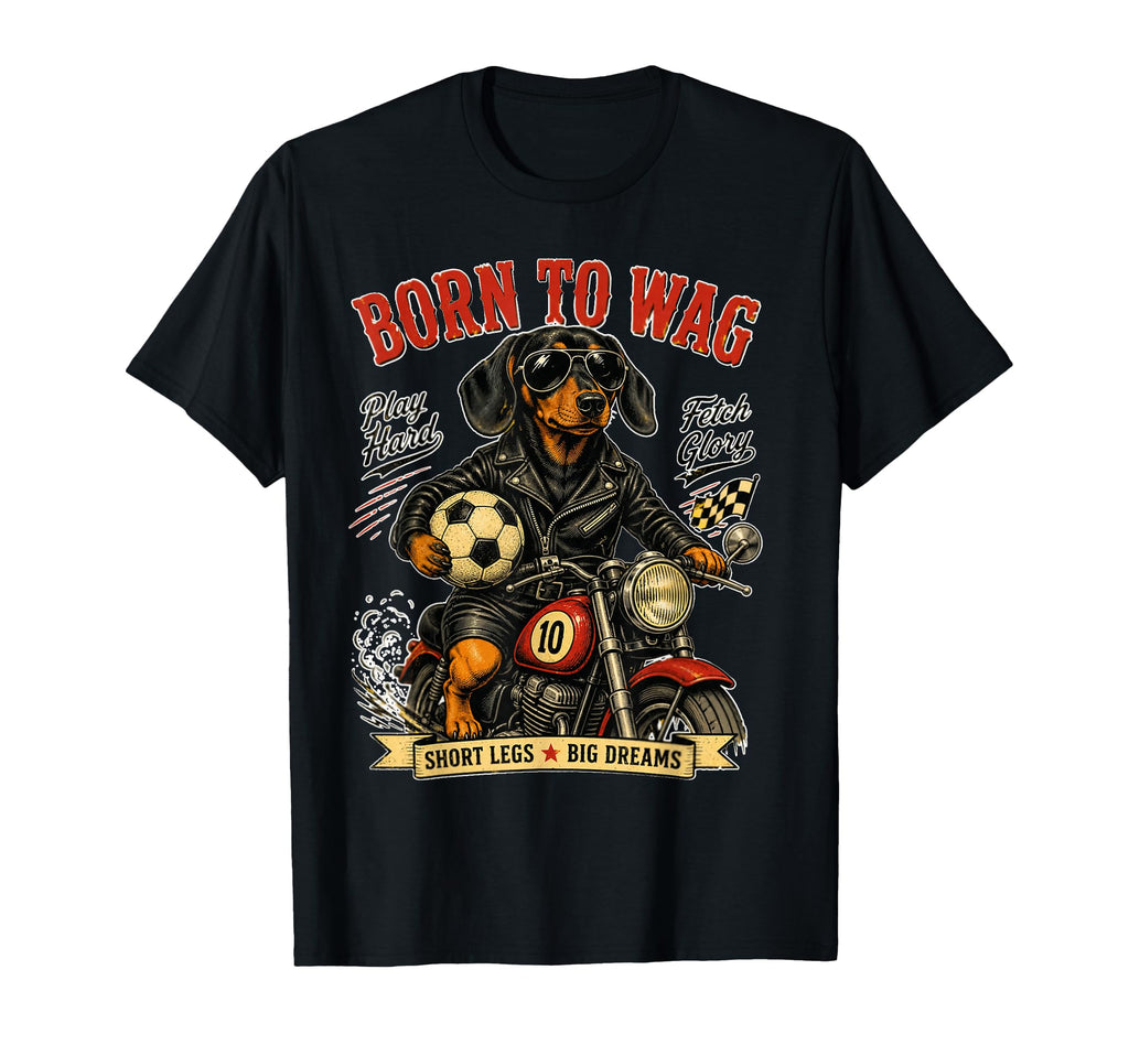 Dachshund Motorbike Love Footbal T-Shirt - Trendy Graphic for Adults