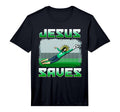 Funny Christian Soccer Jesus Saves T-Shirt - Custom Art Print for Adults