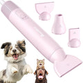 Dog Blow Dryer for Pet Grooming Handheld Lightweight Dog Cat Hair Dryer 3 Speeds 4 Temp, Portable 3HP High Velocity Pet Blower Quiet Dryer for Travel Campaign Home, with 3 Nozzles, Pink