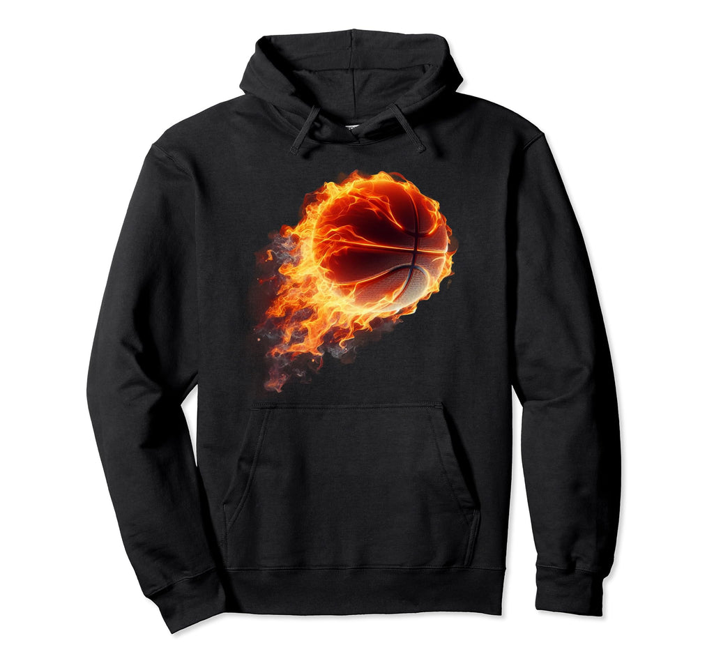 Play Sport Basketball Hoop Fire Hoodie - Fun Novelty Design Men Women