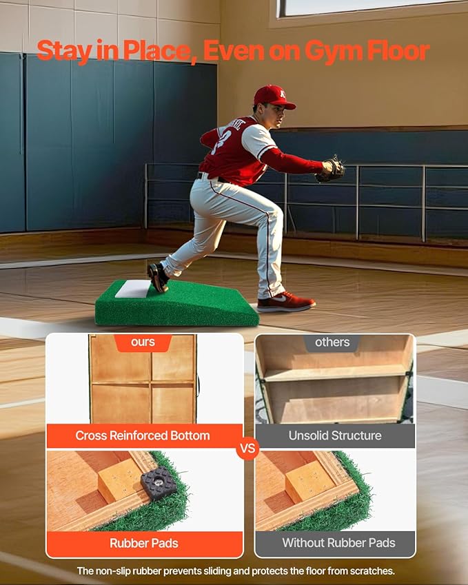 VEVOR Pitching Mound, Baseball Game Mound, Indoor/Outdoor Pitching Practice and Training Equipment, Softball Pitching Aids with Antifade Turf and Pitching Rubber