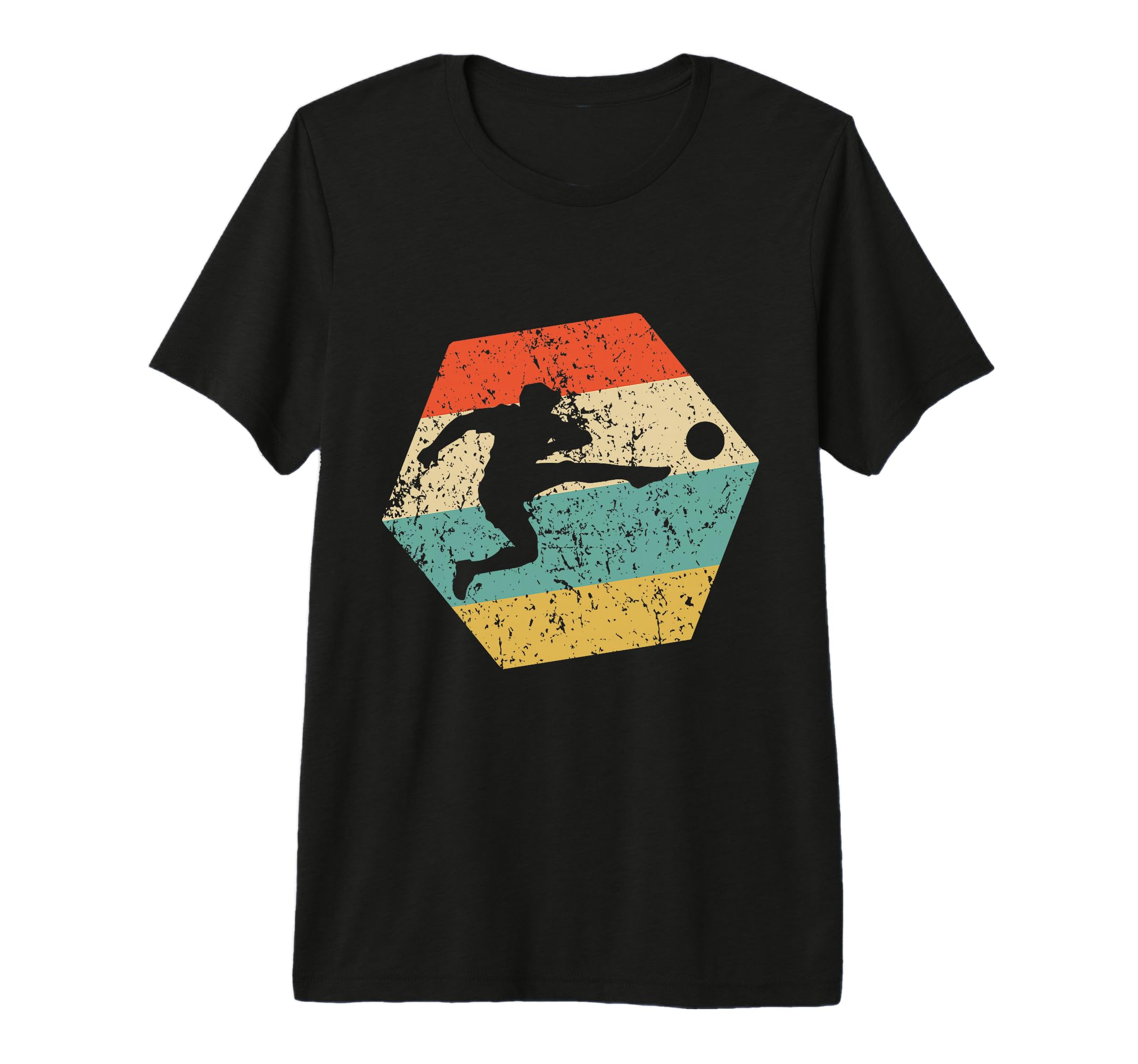 Soccer Distressed Hexagon Soccer T-Shirt - Casual Everyday Wear Unisex