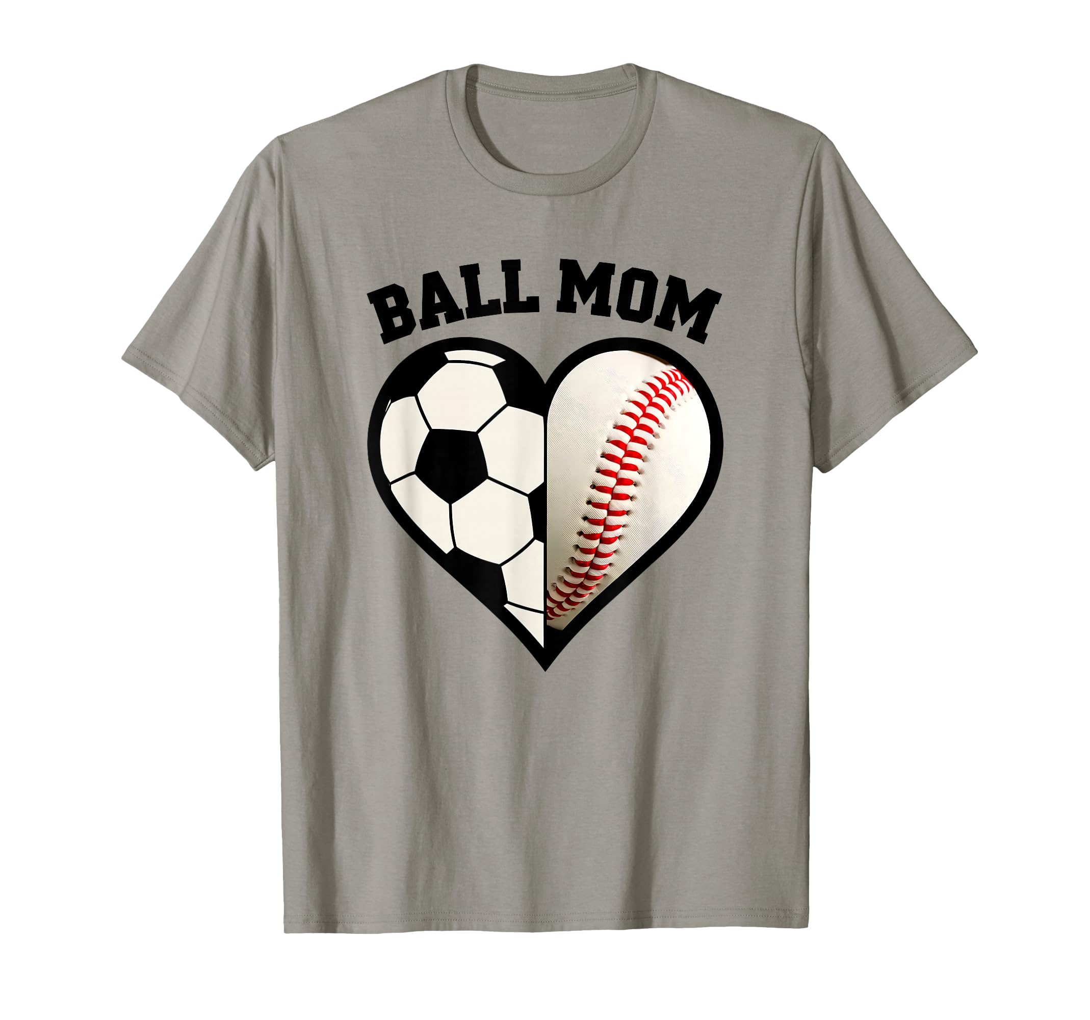 Ball Mom Heart Funny Baseball Soccer T-Shirt - Unique Graphic Men Women