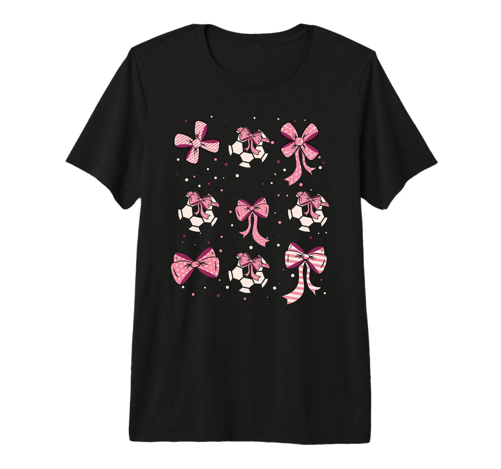 Soccer Ball Coquette Bow Game Day T-Shirt - Minimalist Print for Adults