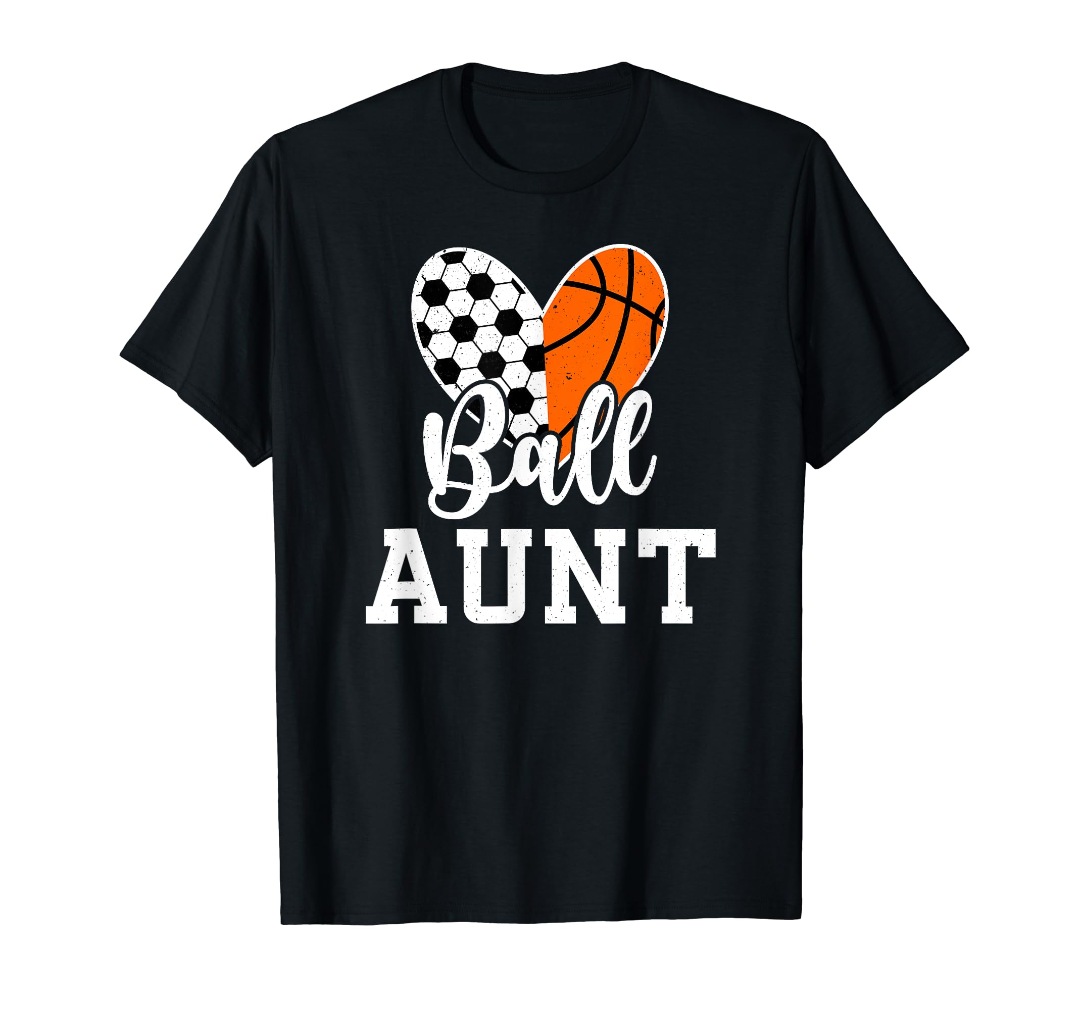Ball Aunt Heart Soccer Basketball Aunt T-Shirt - Novelty Apparel Unisex