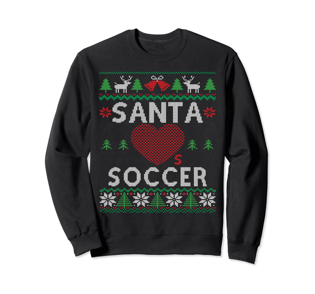 Santa Loves Soccer Funny Ugly Sweatshirt - Trendy Graphic for Adults