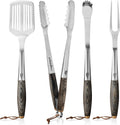 Grillaholics Premium BBQ Grill Tools – The Ultimate Grilling Gift for Dad - Luxury 4-Piece Barbecue Utensils Grill Set with Wooden Gift Box
