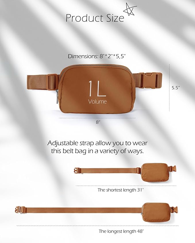 ODODOS Unisex Mini Belt Bag with Adjustable Strap Small Fanny Pack for Workout Running Traveling Hiking, Sugar Almond
