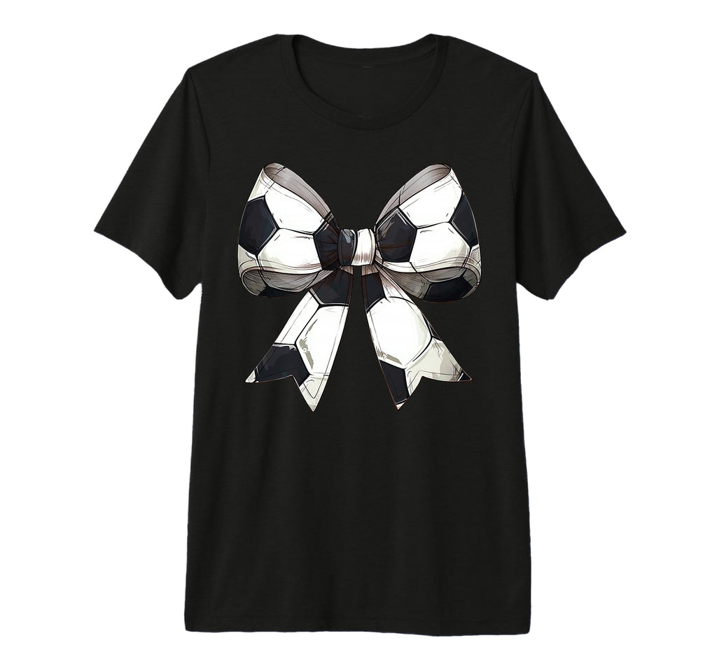 Coquette Bow Soccer Ball Pattern T-Shirt - Casual Everyday Wear Unisex