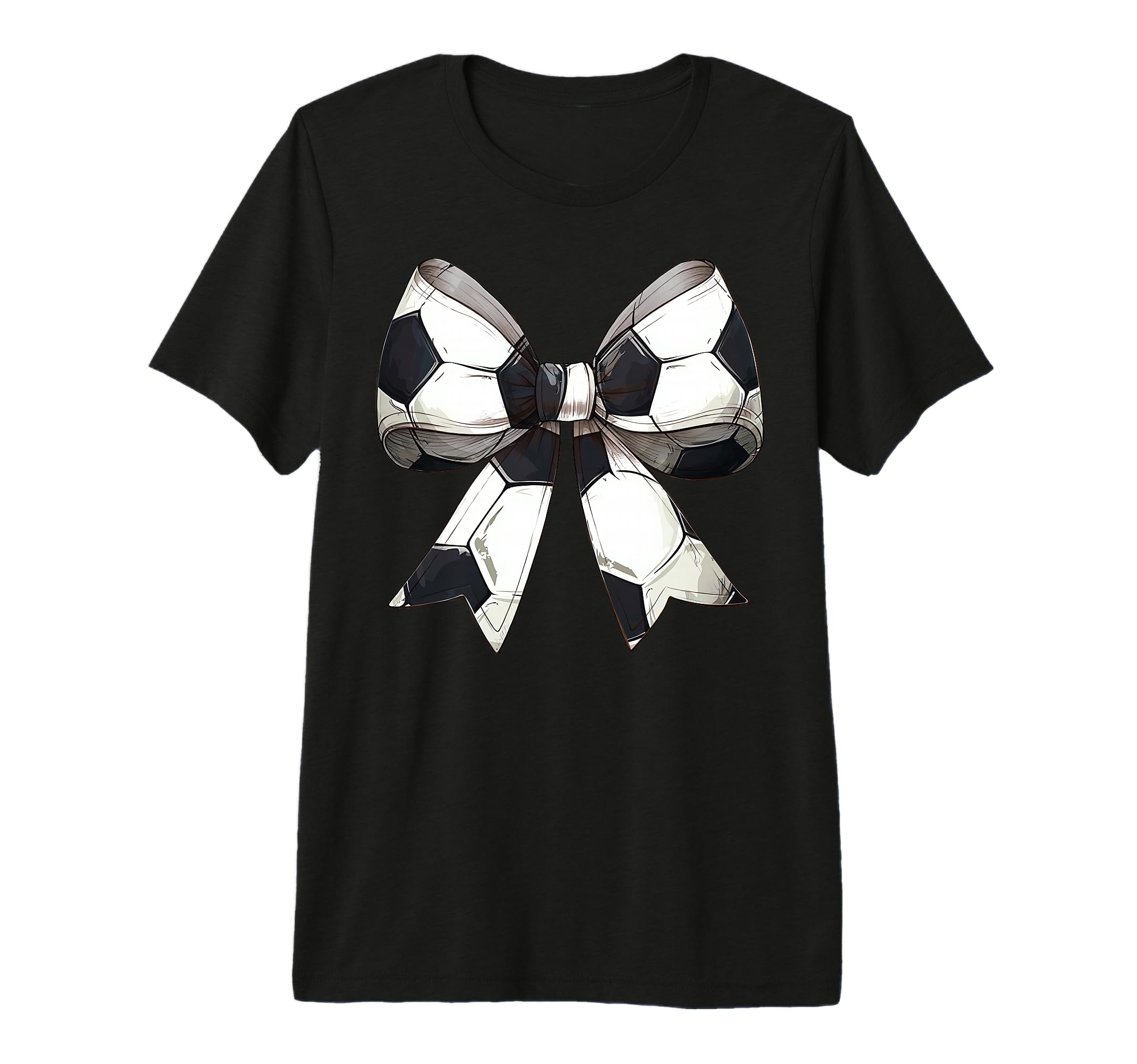 Coquette Bow Soccer Ball Pattern T-Shirt - Casual Everyday Wear Unisex