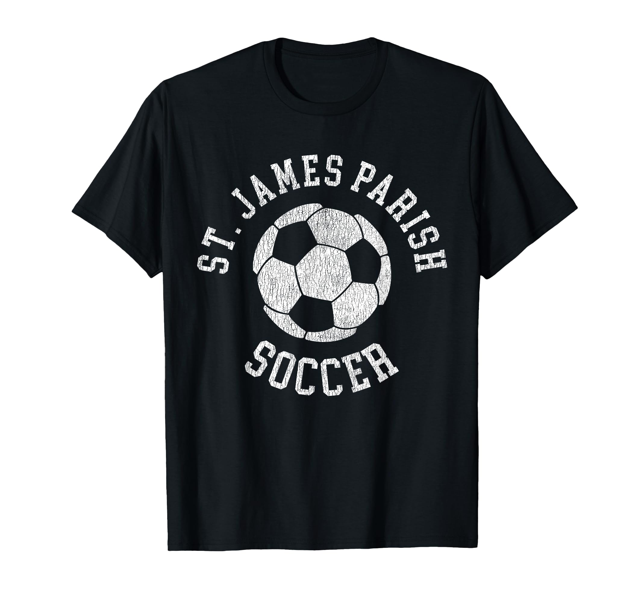 St James Parish Soccer Distressed 90S T-Shirt - Minimalist Print for Adults