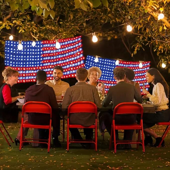 American Flag Light, 420 Super Bright LEDs Net Light Waterproof US for Independence Day July 4th, Yard, Garden Patio Yard Holiday Decoration